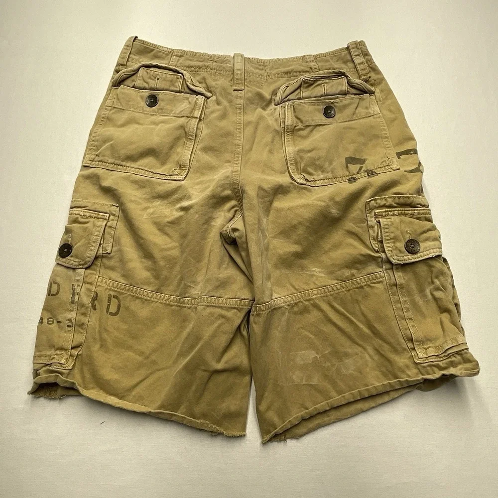 American Eagle Men's Cargo Shorts 31 Brown Distressed 11